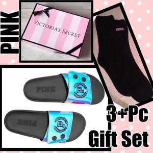 PINK Cozy Sock & Velcro Slides 3+Pc Gift Set